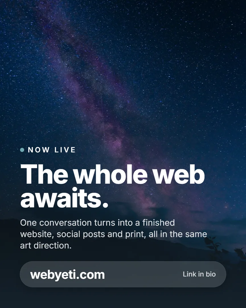 WebYeti launch carousel, slide 5 of 5